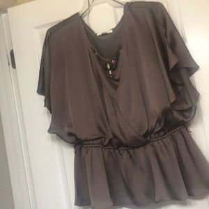 Beautiful Satin Brown Top with Rhinestones